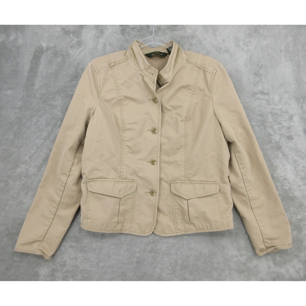 Eddie Bauer Jacket Womens Size 12 Button Front Utility Cotton Military Pockets